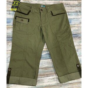 NWT Women's Under Armour‎ Green HeatGear Army Green Capris Sz 8 G8